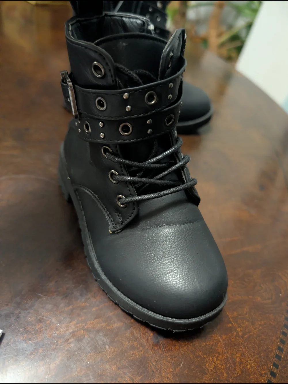 Mudd Black Kids Lace-Up Buckle Combat Boots